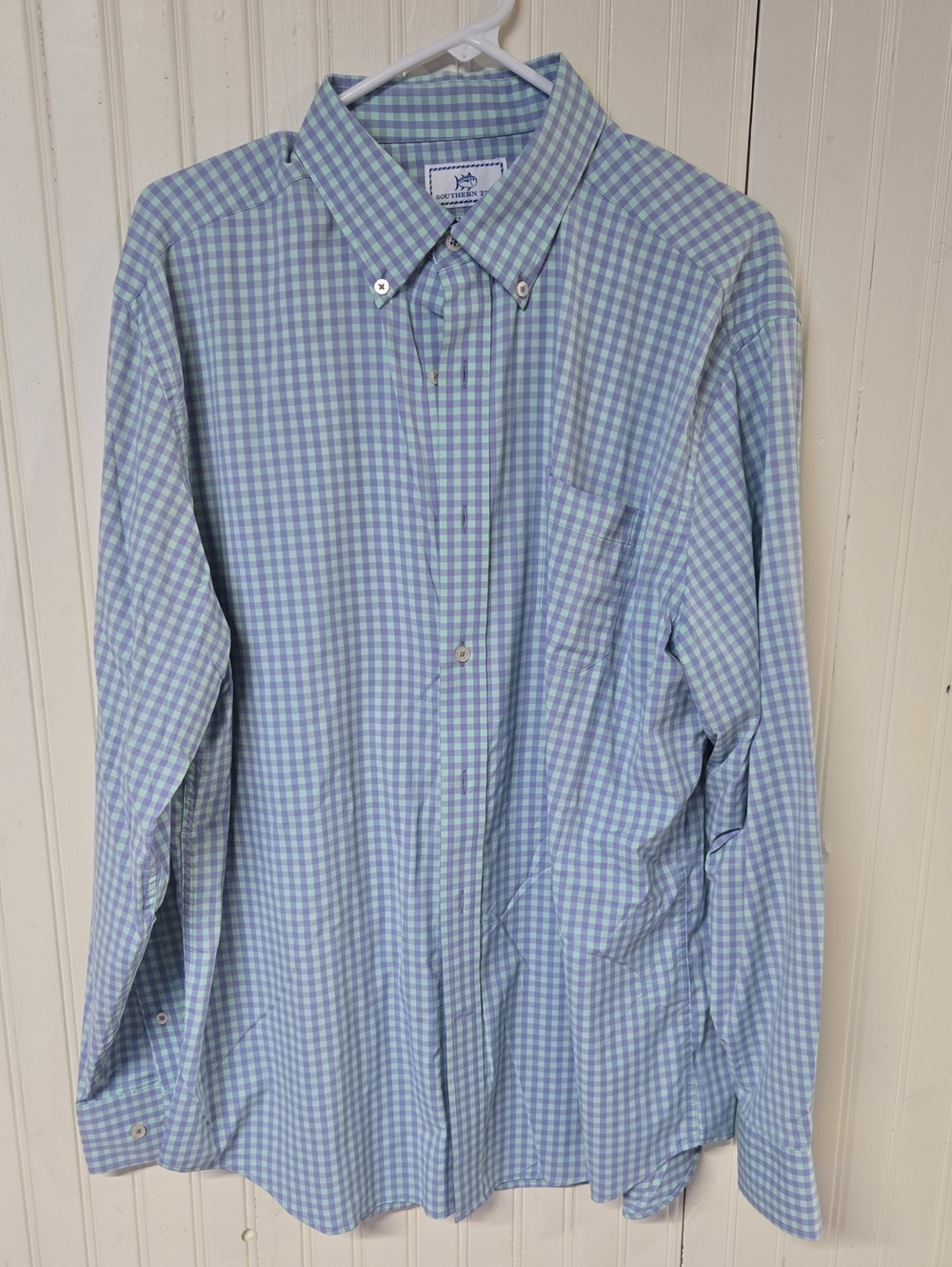 Southern Tide Men's Lavendar & Green Gingham Button-Down Shirt